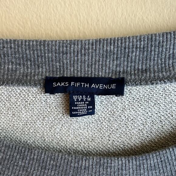 Saks Fifth Avenue Y2K Raw Hem Oversized Sweatshirt with Side Zips Gray Size S - Picture 4 of 10